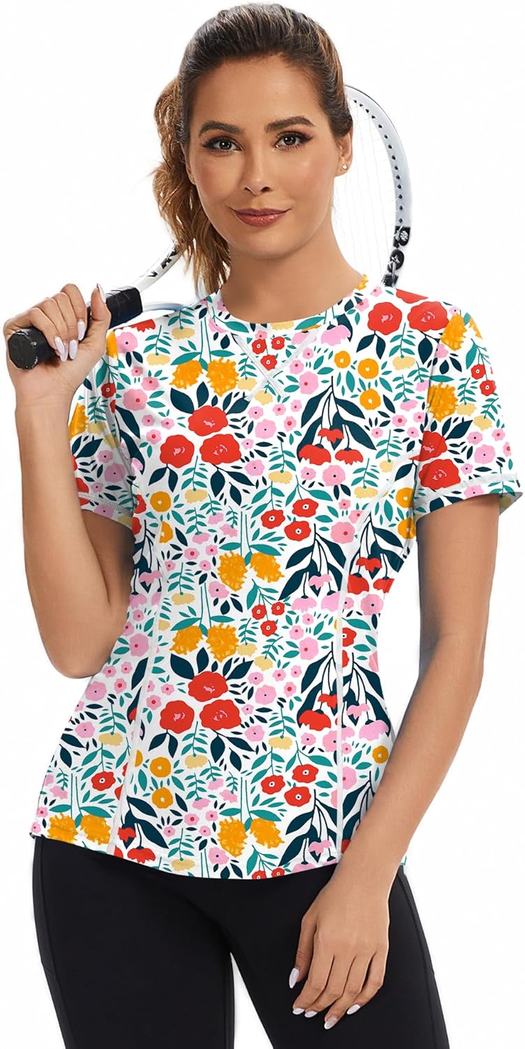 AVOOGUE Women's Short Sleeve Workout Tops Quick Dry Athletic UPF50+ Sun Protection Shirts Gym Hiking Running Yoga Clothes - Image 5