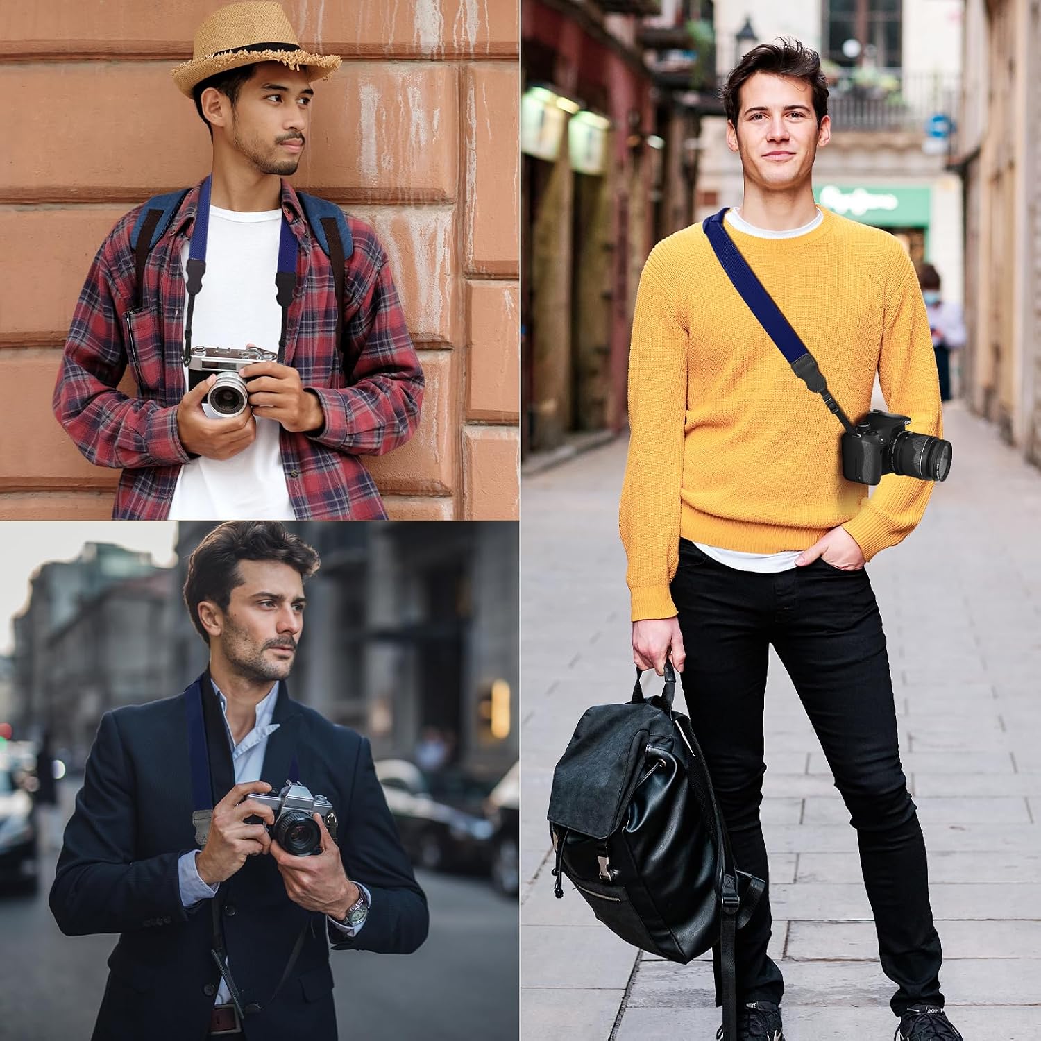 FIEIL Neck Strap Silicone Camera Straps - Padded Camera Strap, 1.5" Wide Adjustable Nylon Shoulder Strap - Compatible with Canon, Nikon, Sony, and More DSLR and Mirrorless (Prussian Blue)