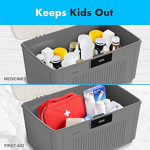 Miniatura 6 de SereneLife Contenedor de almacenamiento con cerradura, capacidad de 6.5 galones, caja de almacenamiento resistente con cerradura de combinación,