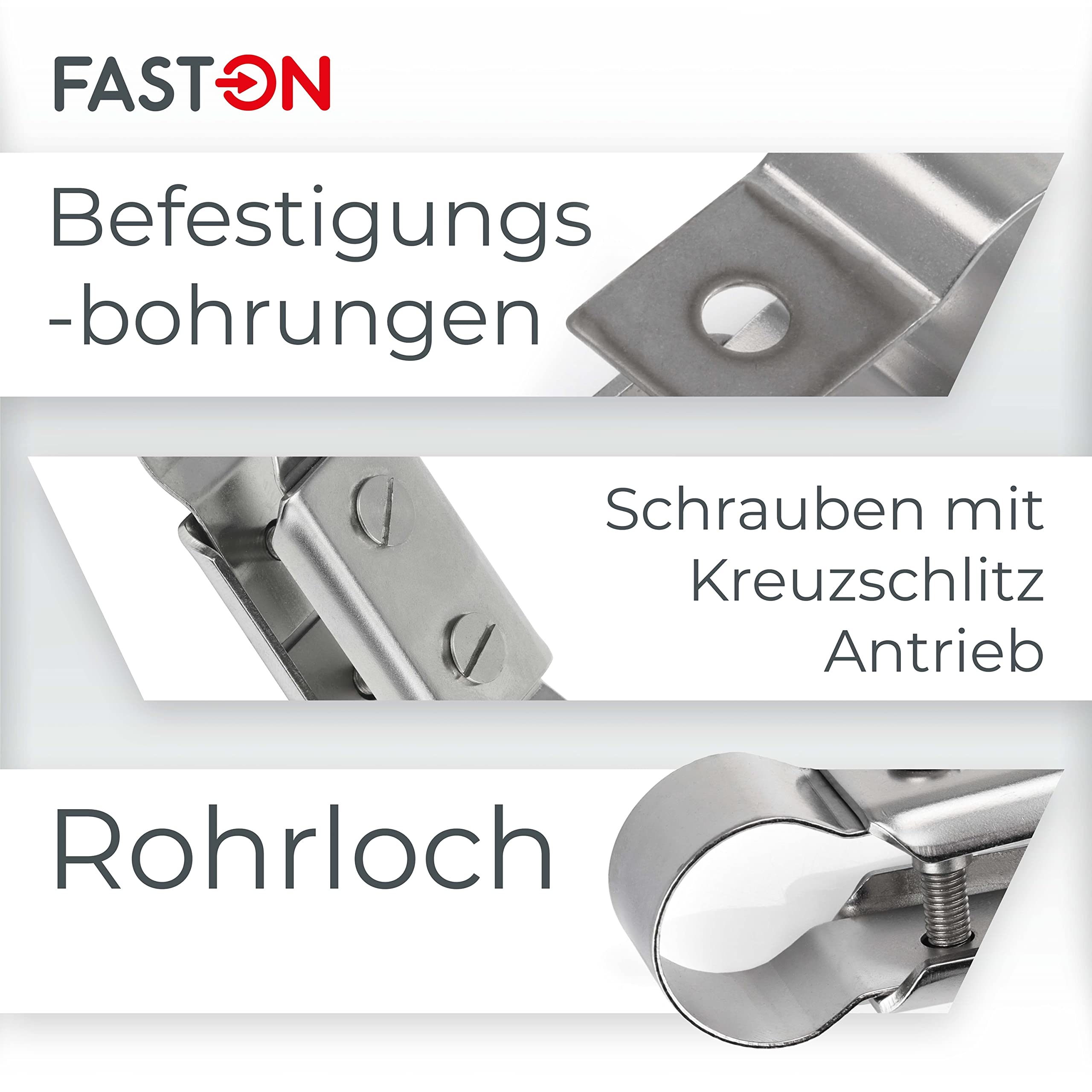 Inless - Conectores de acero A2 V2A de 25 mm (paquete de 5) conectores de tubo de doble abrazadera para un soporte resistente y seguro en uso doméstico o comercial