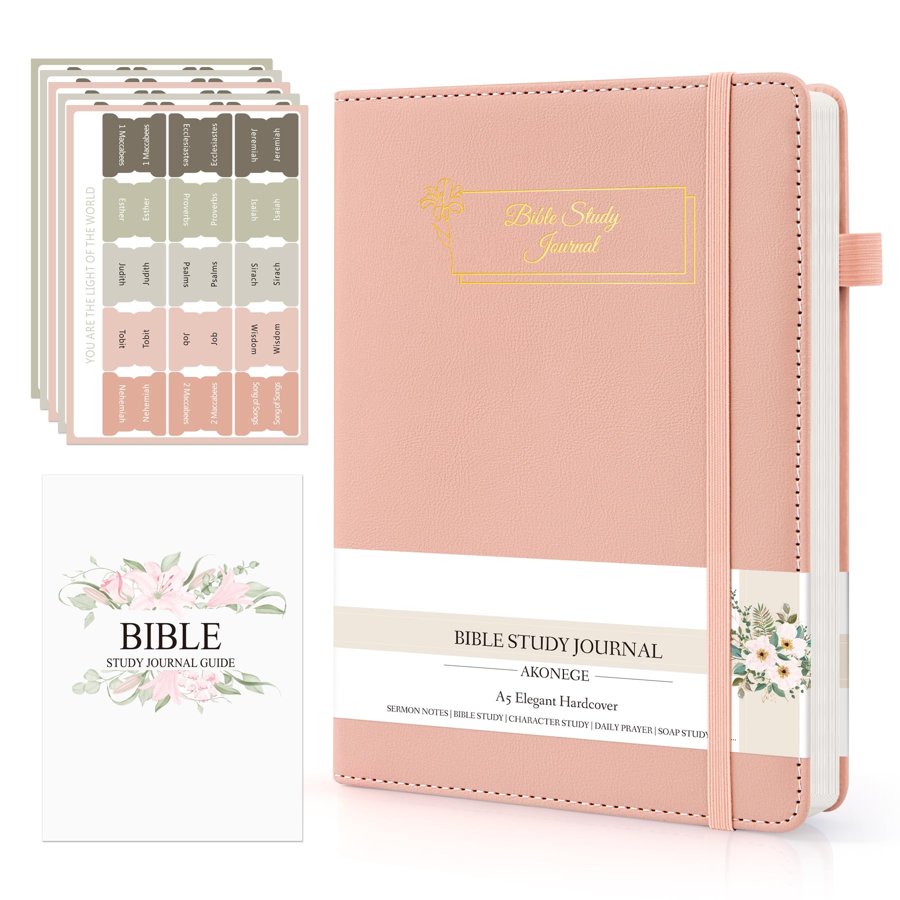 AKONEGE Bible Study Journal, Church Notes Prayer Journal for Women & Men