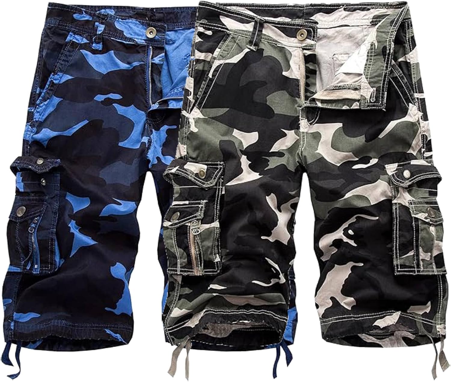 Maiyifu-GJ Mens Camo Military Cargo Shorts Lightweight Multi-Pocket Camouflage Shorts Summer Casual Loose Short Pants
