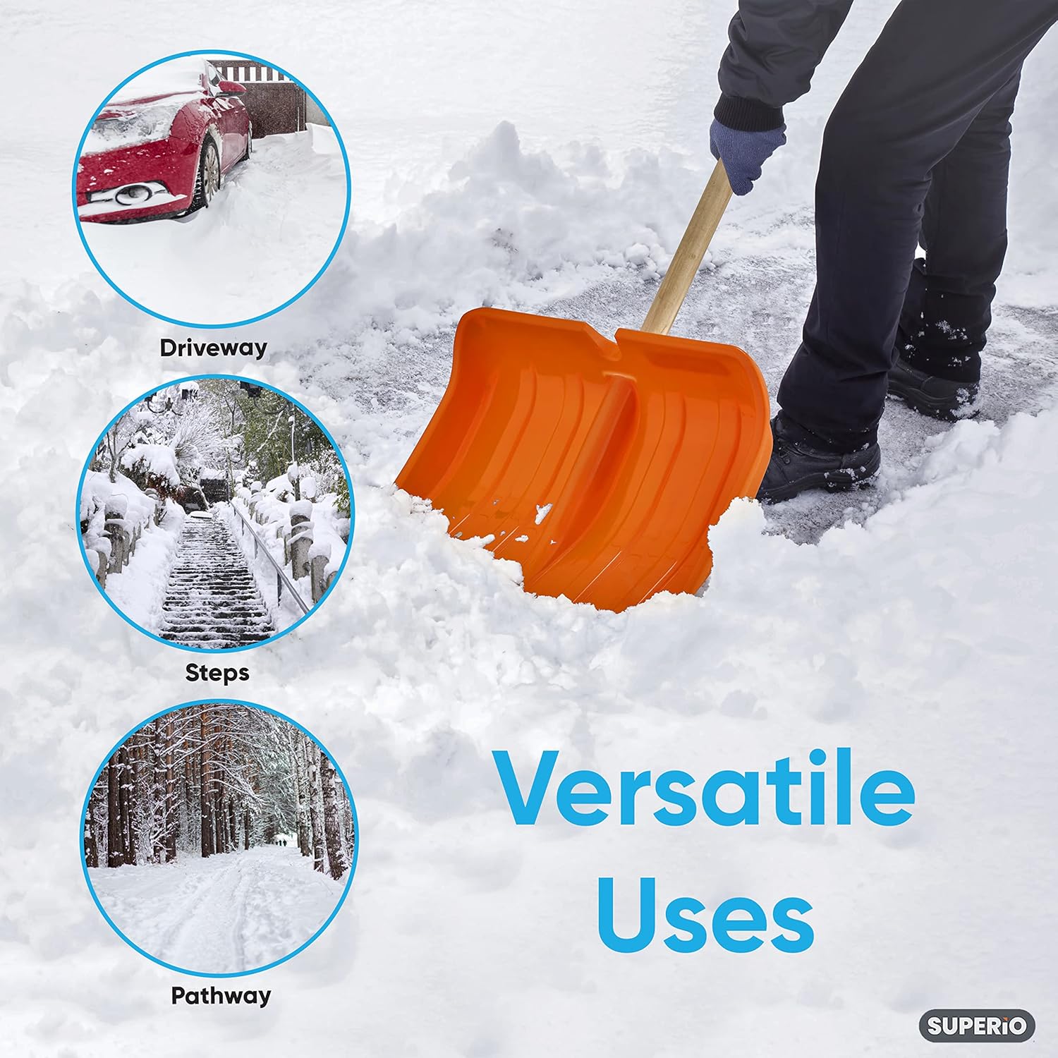 review Superio Heavy Duty Shovel, for Snow, Ice, Slush Removal from Your Driveway, Entry, Garage etc. with a D-Shaped Handle, One Size, Orange