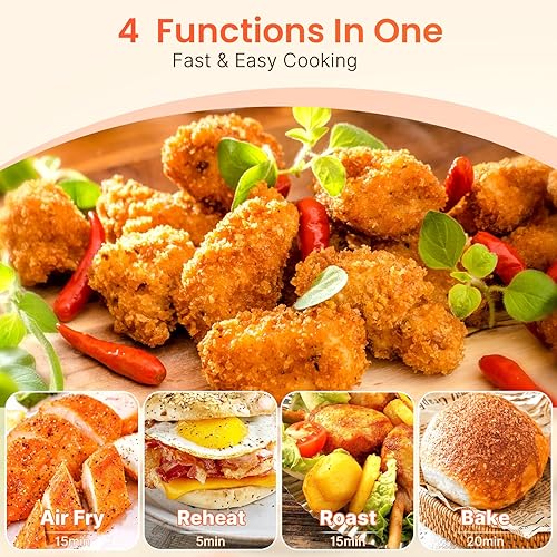 Miniatura 5 de Topzee - Mini Freidora de Aire Pequeña, 2.1QT Compacta 4-en-1 para 12 Personas, 98% Menos Aceite, Temperatura Ajustable y Temporizador de 60