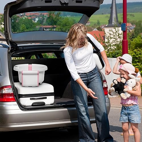 Miniatura 8 de Bañera plegable para recién nacidos a niños pequeños de 0 a 36 meses, espaciosa bañera plegable con termómetro, cojín y orificio de drenaje, bañera