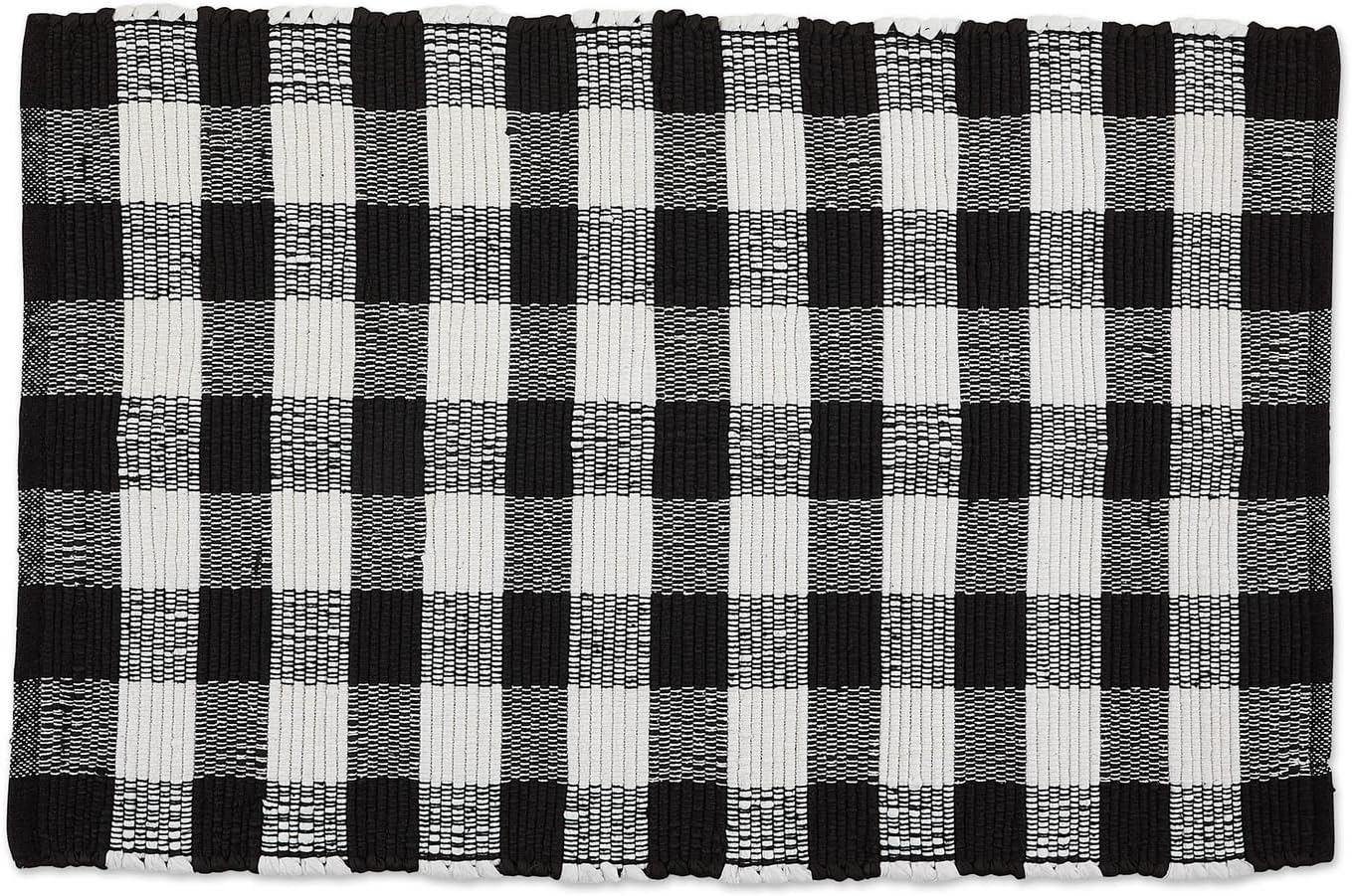 DII Buffalo Check Rug Collection, Hand Dyed Reversible Chindi Rug, 26x40, Honey Gold