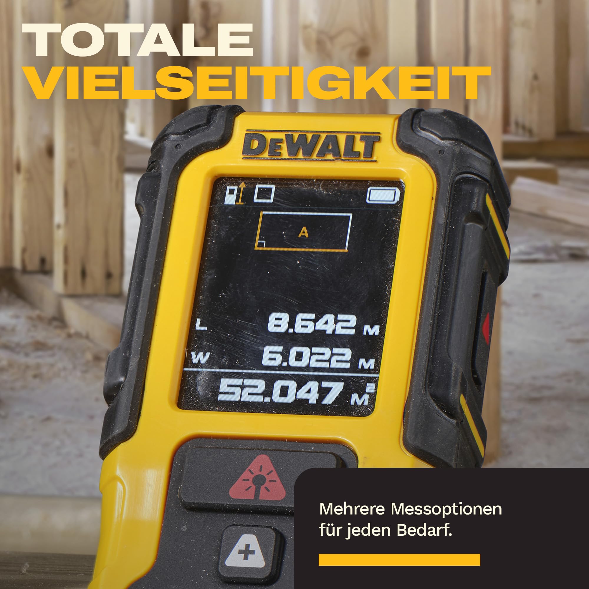 DEWALT 60m Laser-Entfernungsmesser mit wiederaufladbarem Lithium-Akku, DWHT78200-XJ