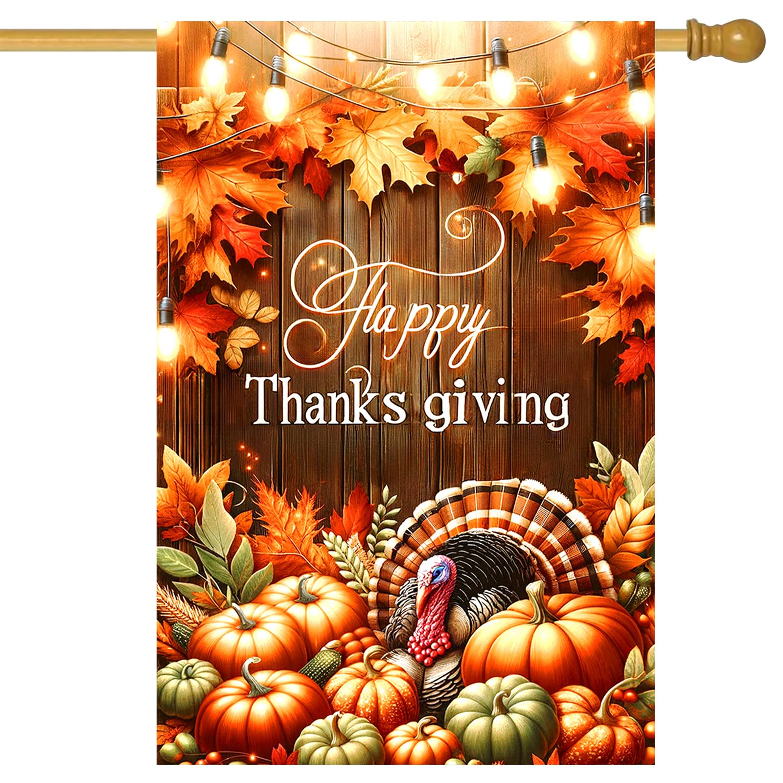 BlissYard Thanksgiving Turkey House Flag