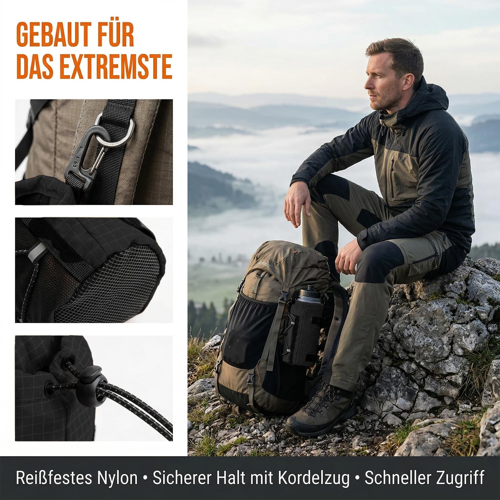 Porta Borraccia Porta Bottiglia Zaino Fermaglio Accessorio Nylon PVC con Rete Traspirante E Elastici Rinforzati Adatto per Escursionismo Ciclismo Pesc