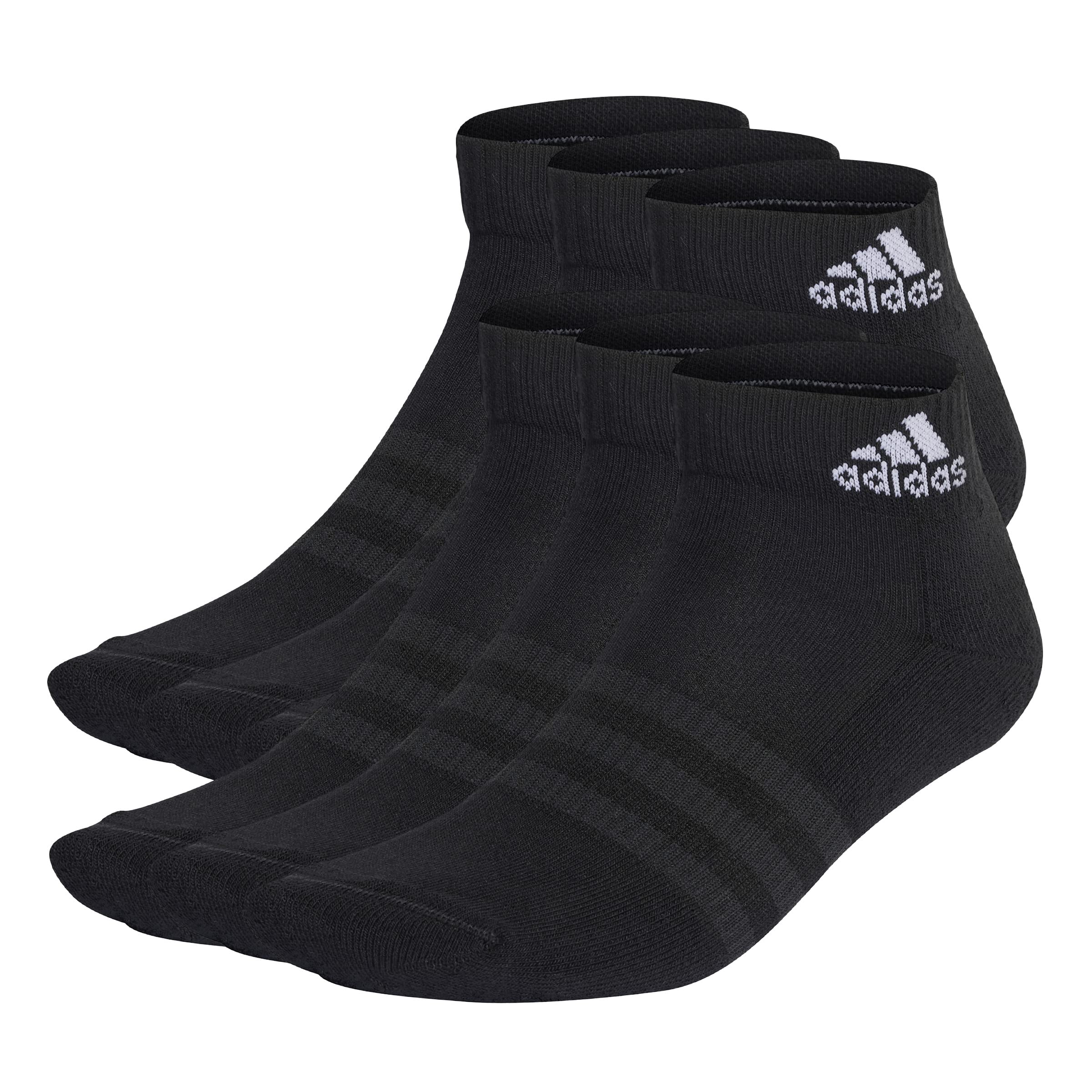 adidas Unisex Kids Cushioned Sportswear Ankle Socks 6 Pairs, Black/White, 6-7 Years