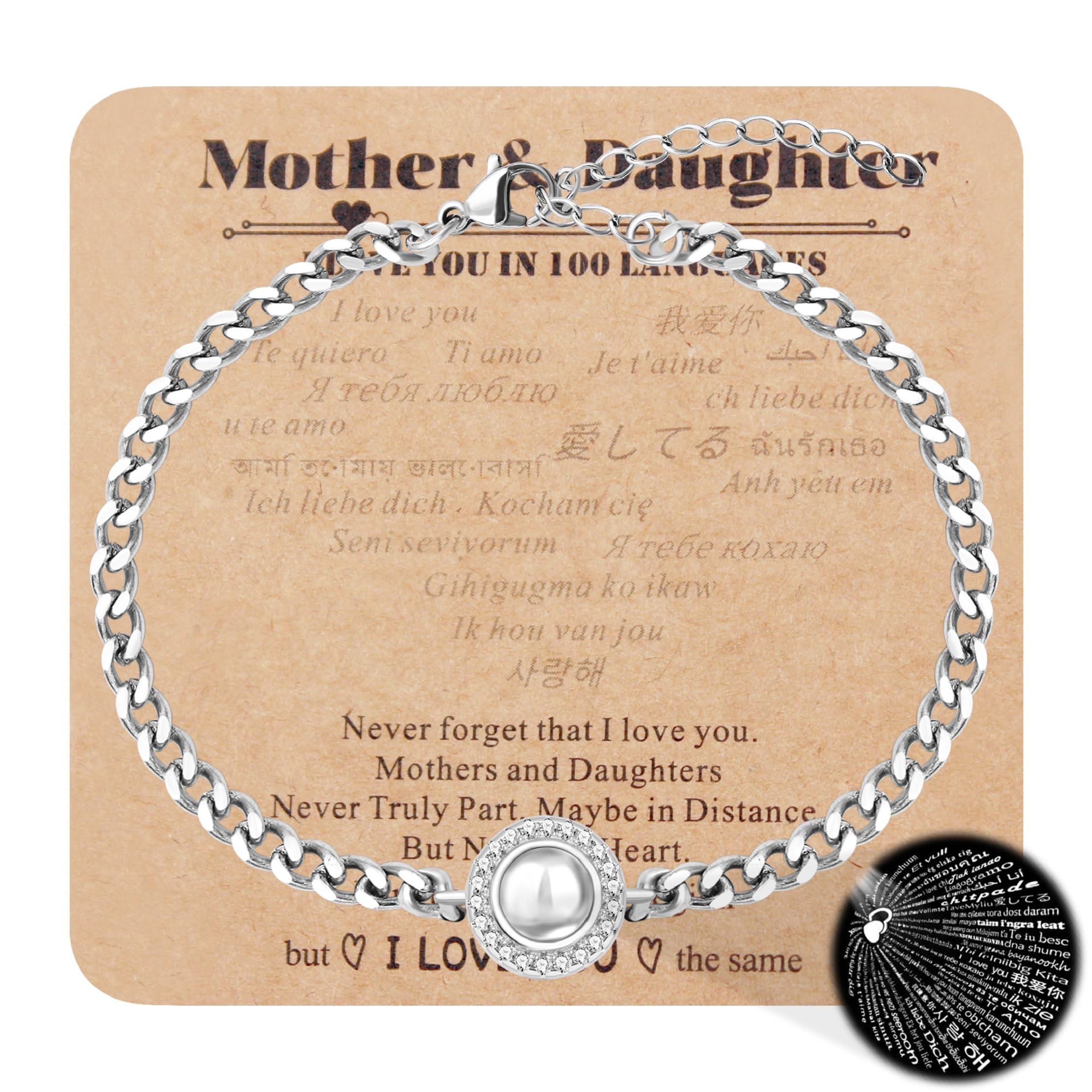 Bracciale I Love You In 100 Lingue Forma Rodio Incisione Incisione