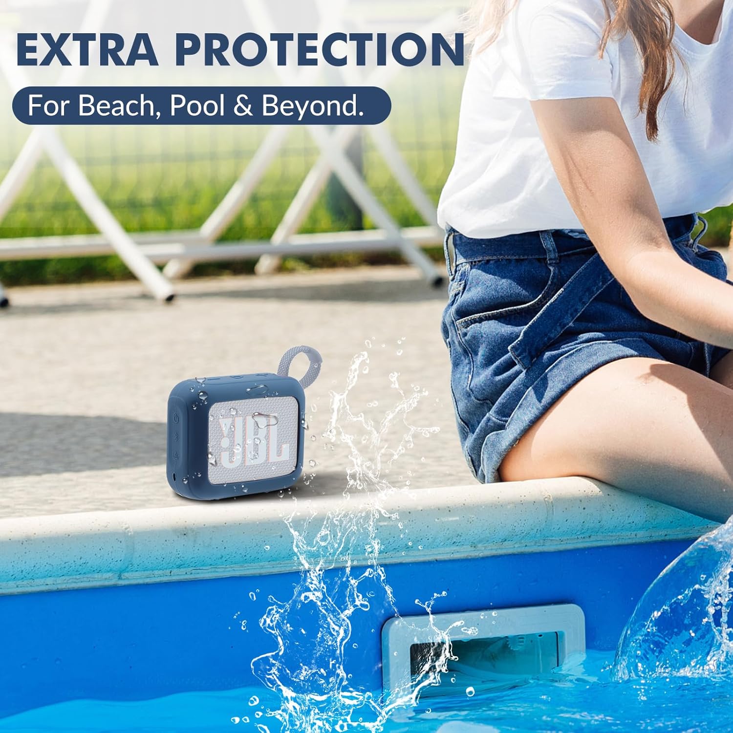 Protective Silicone Case Compatible with Go 4 - Ultra-Portable, Shockproof Protective Skin with Carabiner, Portable Travel Accessory (Blue) - Image 6