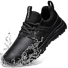 Non Slip Work Shoes for Mens Slip On Sneakers Waterproof Chef Kitchen Shoe Comfortable Slip Resistant Restaurant Footwear Hombre Zapatos de Trabajo, Black