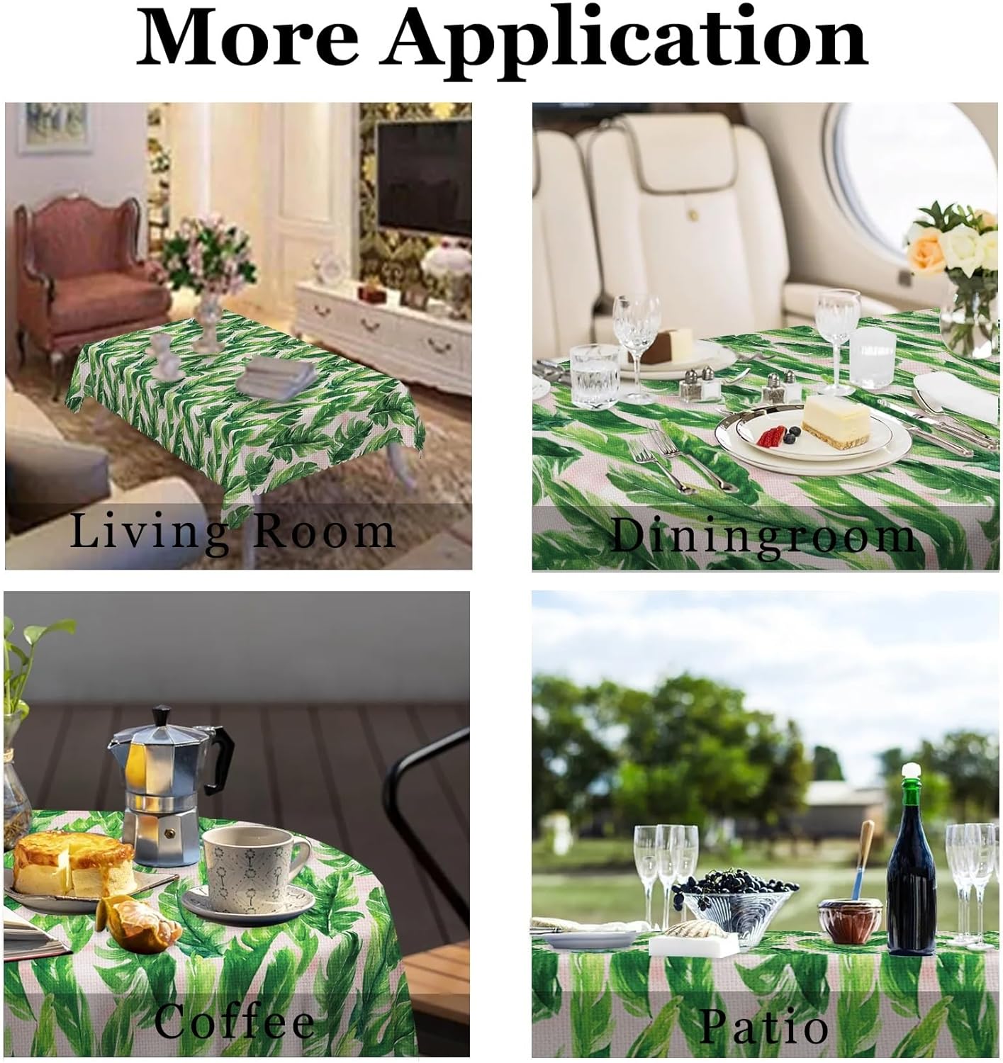 Banana Leaves Tablecloth 60x102 Inch Summer Tropical Green Leaf Nature Plants Exotic Linen Tablecloths Rectangle Durable Fabric for Kitchen Patio Dining Room Table Holiday Party