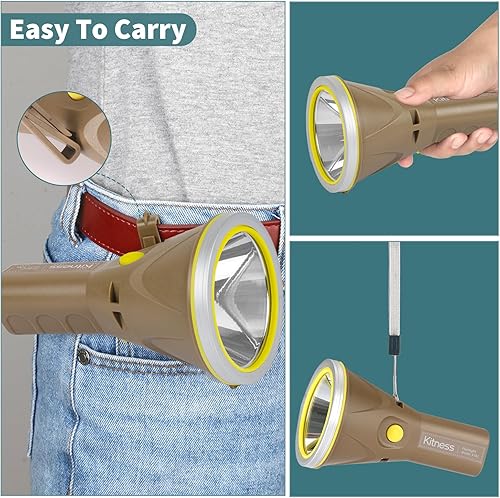 Miniatura 3 de Kitness Foco de mano de alta potencia, linternas LED recargables, reflectores impermeables, superbrillantes, Coon, luces de caza, linterna de