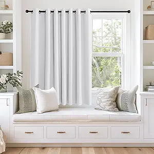 NICETOWN Room Darkening Greyish White Curtain for Bedroom, Grommet Thermal Insulated Room Divider Light Blocking Window Treatment Privacy Drapes, 1 Panel, W100 x L63