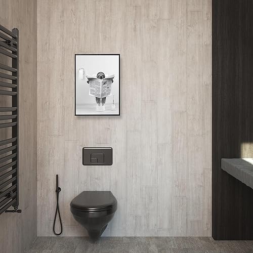 Vista 4 de Impresiones artísticas para pared de baño, divertidas impresiones artísticas sobre lienzo de perezoso enmarcado, cuadros en blanco y negro
