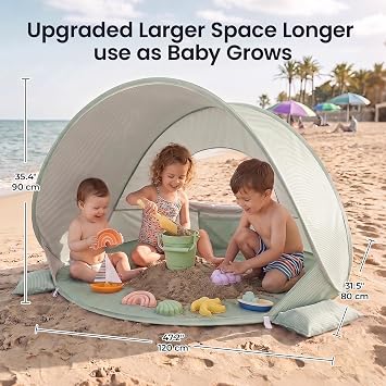 Tiny Land Baby Beach Tent with Pool & UV Protection Pastel Aqua