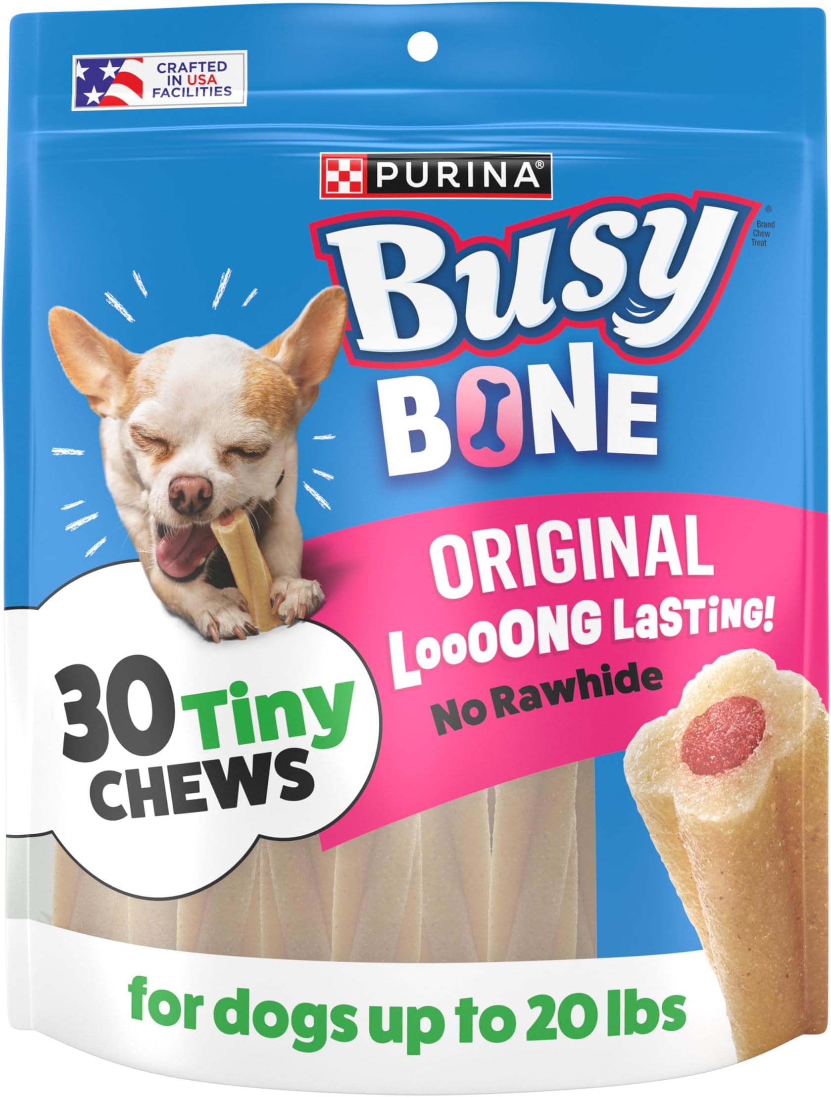 Purina Busy Bone Adult Toy Breed Dog Chew Bone Treats, Tiny - 30 ct. Pouch