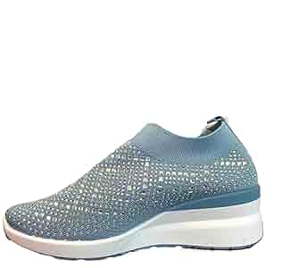 Amazon.com: Golden Road Rhinestone Sneakers (Blue, US