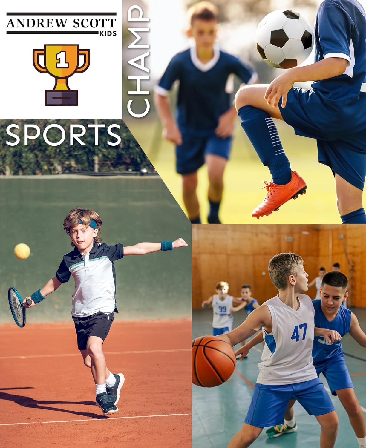 Andrew Scott Boys Active Performance & Mesh Style Basketball Sport Shorts - Multi Packs - Image 7