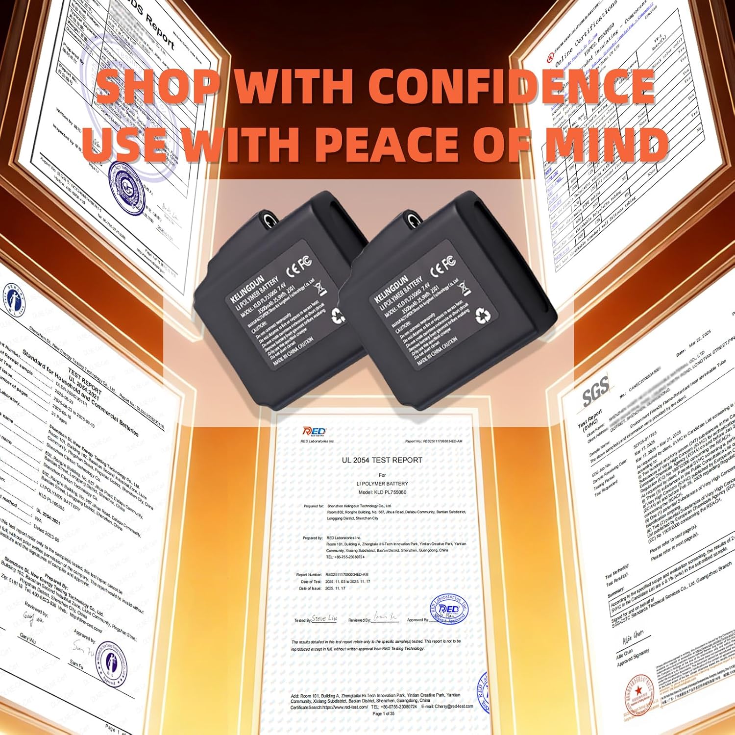 7.4V 3500mAh Li-Polymer Rechargeable Battery Pack Replacement Set Compatible with Heated Gloves Liners Mittens Socks Vest Jacket Hand Muff Charger 7.4v Battery(2 Pack) - Image 2