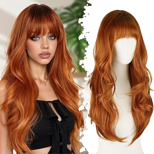 SUKRI Ginger Wig with Bangs for Women Long Layered Wigswith