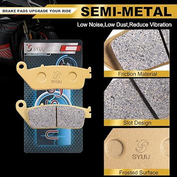 S SYUU Motorcycle Rear Brake Pads Compatible with Suzuki LT-Z400 LTZ400 (03-11) LT-R450 LTR450 Quadracer 2006 2007 2008 2009 2010 2011 FA137R