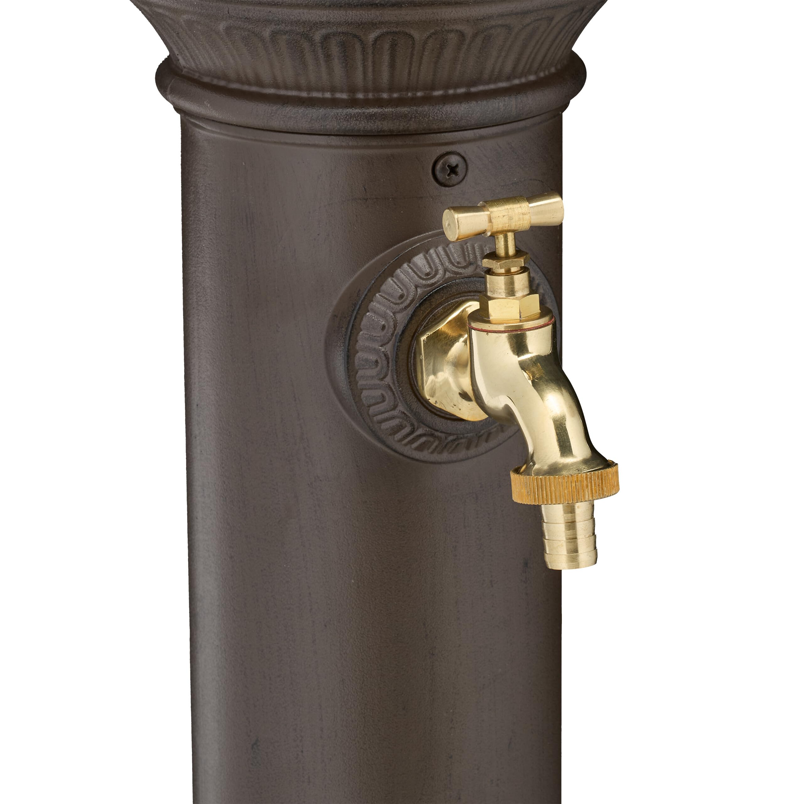 Relaxdays Fontana da Giardino in Stile Antico, Fontanella a Colonna con Rubinetto e Vaschetta, 72x26x31 cm, Marrone