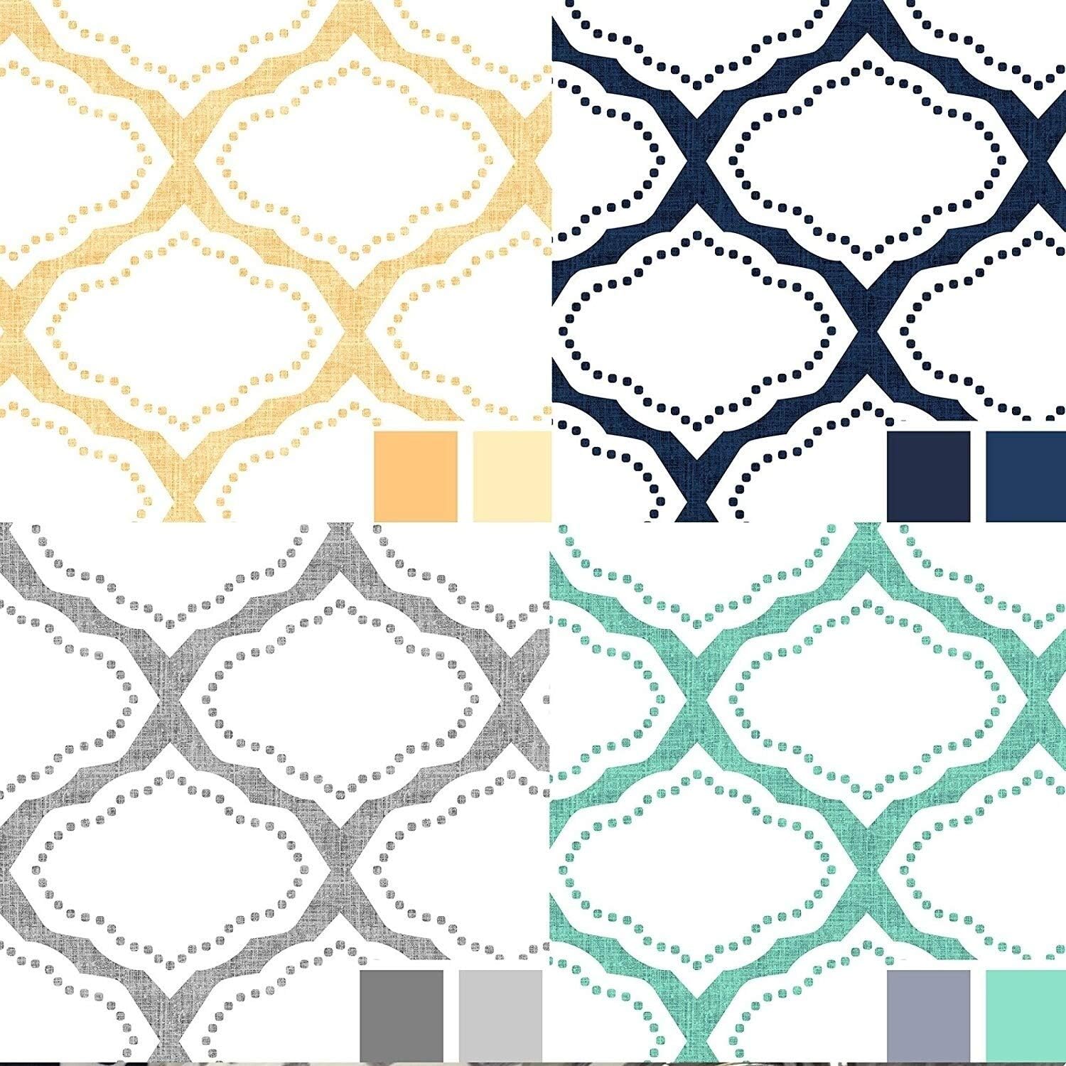 Yellow and White Geometric Trellis Rod Pocket Valance