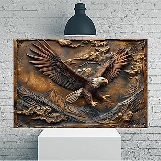 Bronze Eagle Sculpture Mountain Work Vintage Rustic Canvas Wall Art - 12x18in Unframed Poster- Home & Office Decor for Living Room, Bedroom, Kitchen & Cafe
