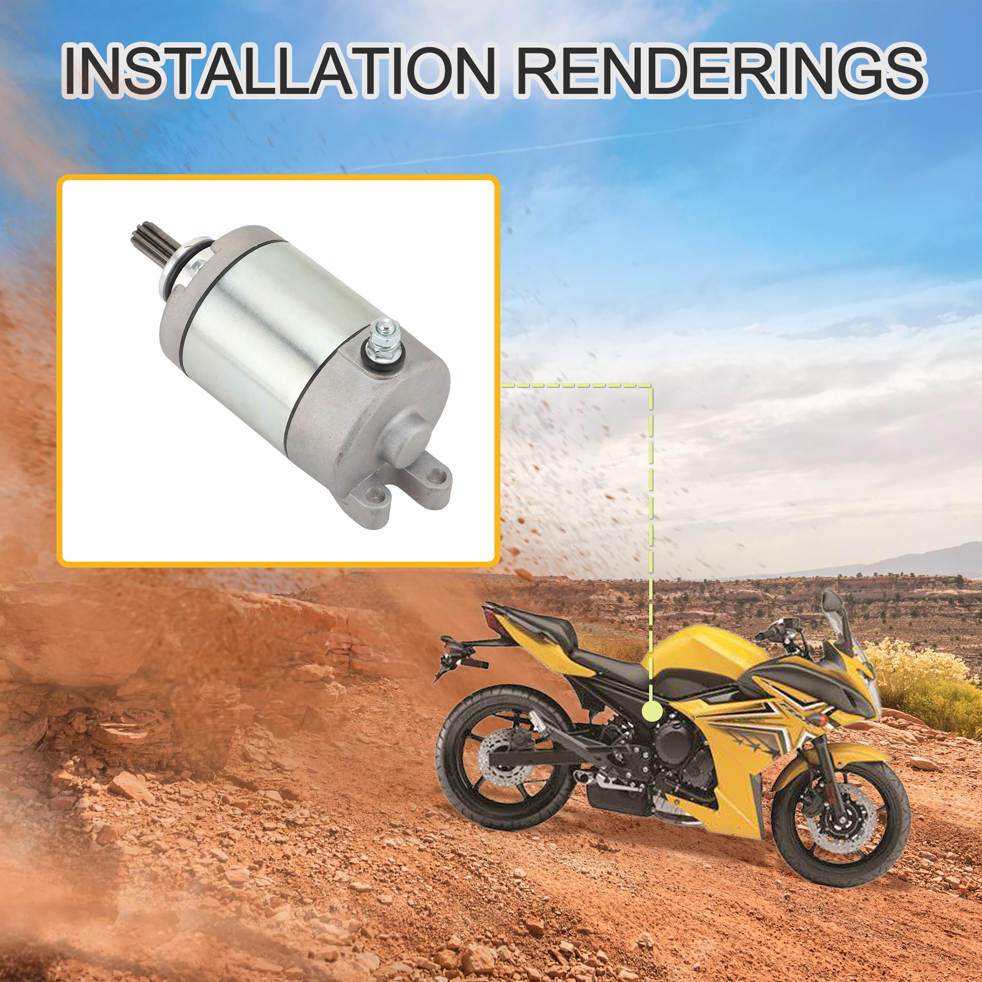 GOOFIT 9T 12V Moteur de démarrage électrique Remplacement pour FZ6R 2009-2017 YZF-R6 YZFR6 2006-2024 2C0-81890-00 2C0-81890-00-00 31053 SMU0444