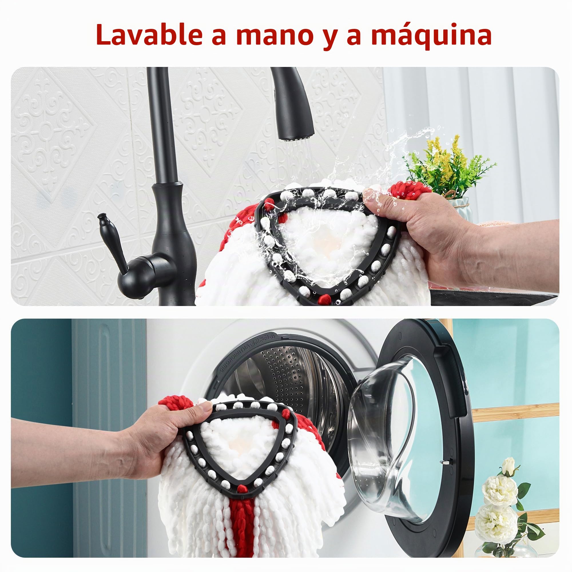 6 Piezas Cabezales de Repuesto para Fregona Vileda Turbo, Fregona Compatibles para Vileda Turbo, Compatible para Vileda EasyWring y Clean Turbo 2 en 1 Repuesto, Apto para todo tipo de suelos