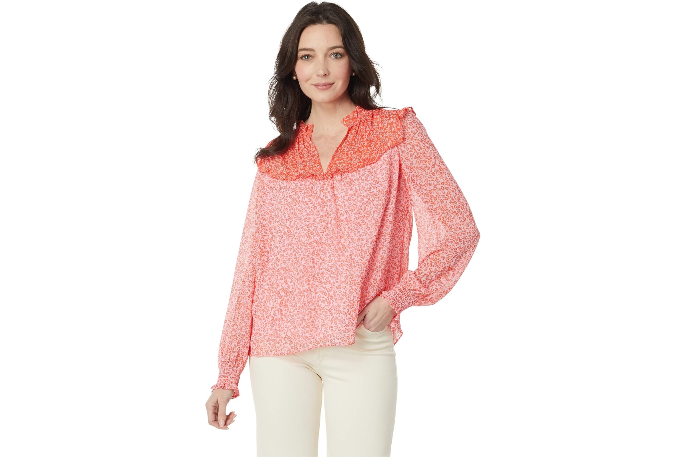 Draper James Long Sleeve Ruffle Top