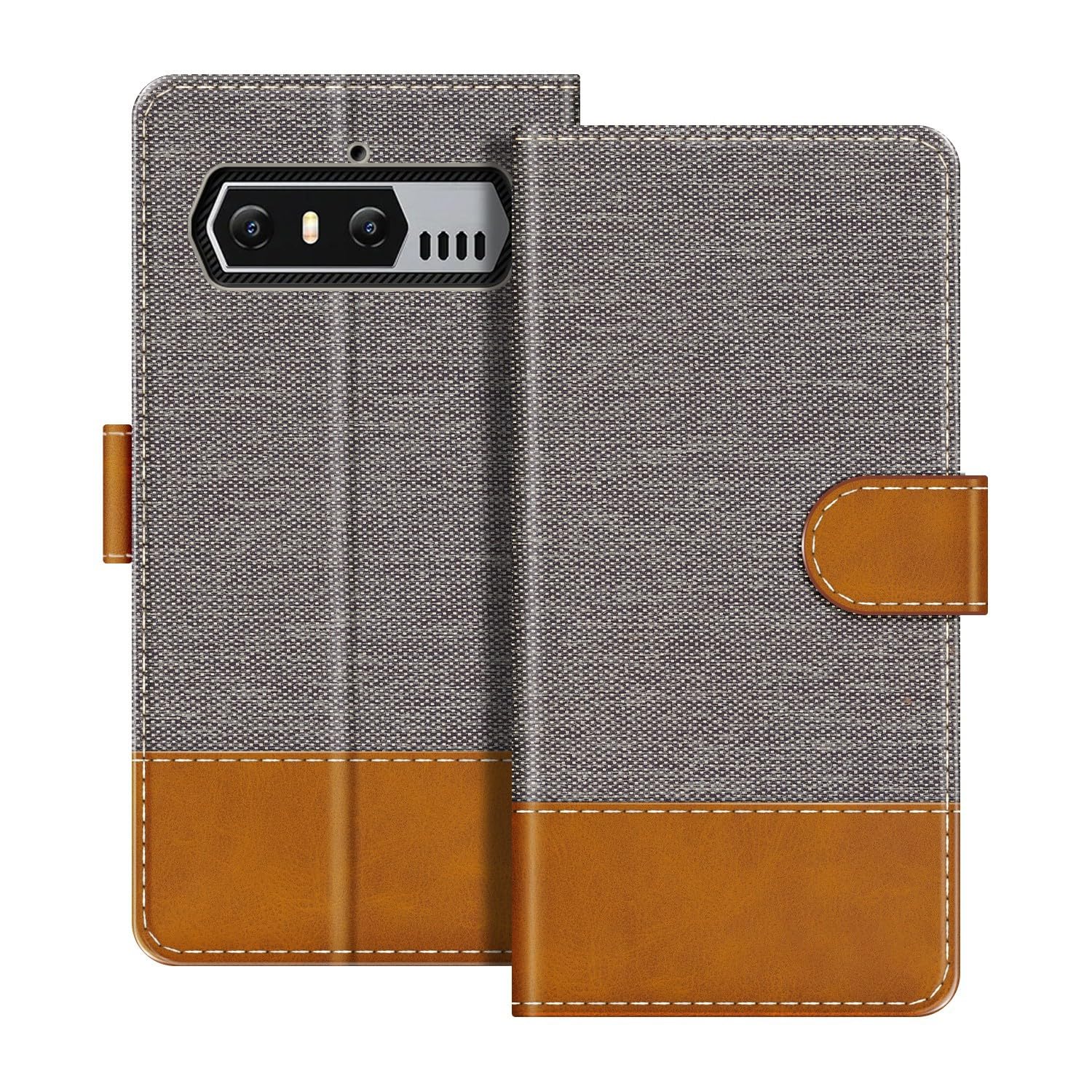 Leather Flip Wallet Case Compatible with Blackview N6000 SE Phone Cover with Card Holders, RFID Blocking, Magnetic Closure & Kickstand (Gray)