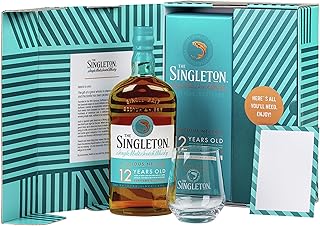 The Singleton of Dufftown 12 Jahre, Single Malt Scotch Whisky, im hochwertigen Geschenkset mit Glas & Grußkarte, 40% vol, 700ml Einzelflasche |