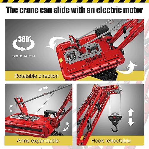 Miniatura 4 de Mould King 15070 Kit de bloque de construcción de grúa sobre orugas, grúa sobre orugas de servicio pesado, modelo de vehículos de construcción,