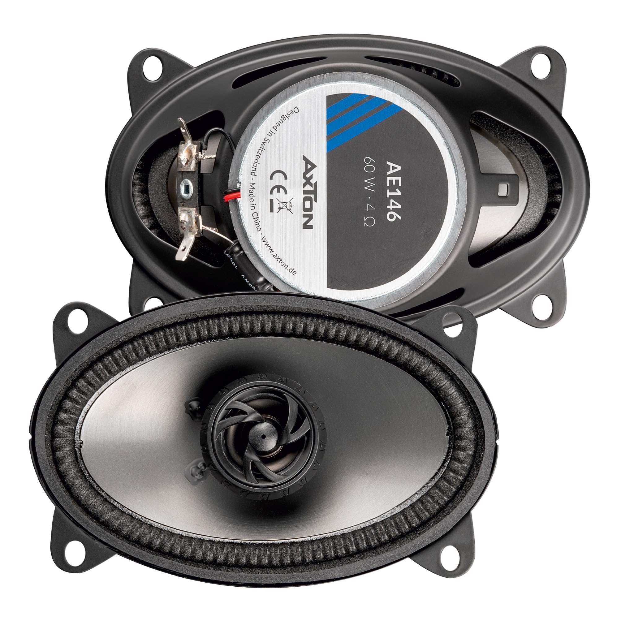AXTON AE146 – Ovales 4 x 6“ / 10 x 15 cm 2-Wege Koaxial System, Auto Oval Lautsprecher für Front oder Heck, Soundsystem mit 100 Watt, geeignet auch für Wohnmobile, 1 Paar