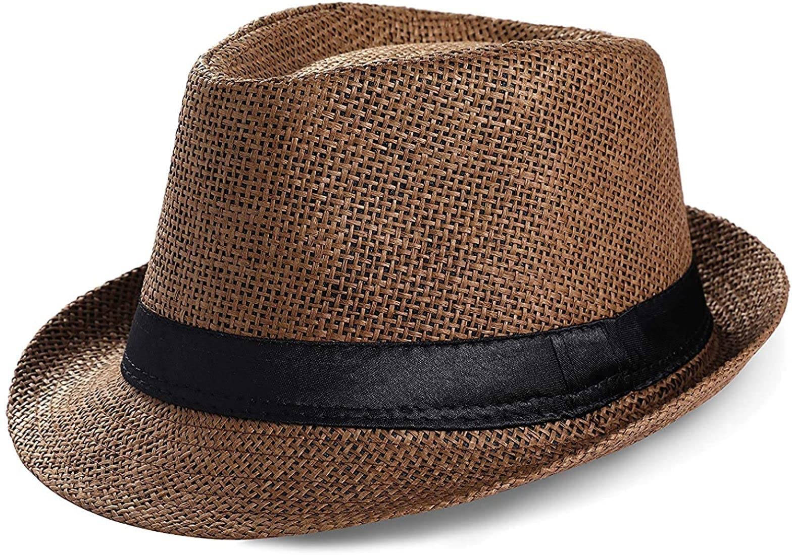 INFISPACE Boy's Fedora Short Brim Straw Hat