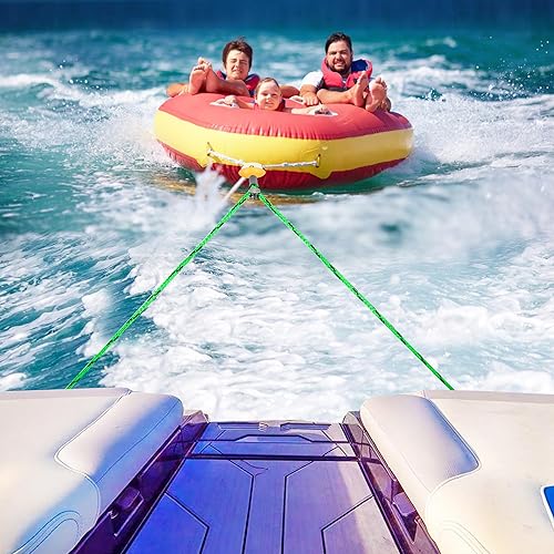 Miniatura 6 de Arnés de remolque autocentrante para deportes acuáticos con bola de espuma, arnés de remolque de barco resistente con 2 jinetes permanentes de acero