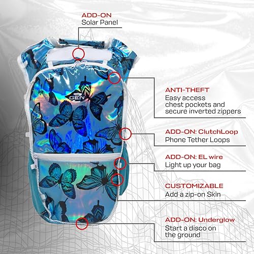 Miniatura 7 de RaveRunner Mochila de hidratación antirrobo  Paquete de hidratación Rave, bolsa de agua para festivales, Hydropack Rave, paquete de hidratación EDC