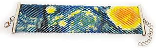 Iconicuk Gift for Her Women's Handmade Miyuki Delica Bracelet Peyote Beads on Nylon Tread Inspired by Van Gogh's Starry Night Painting