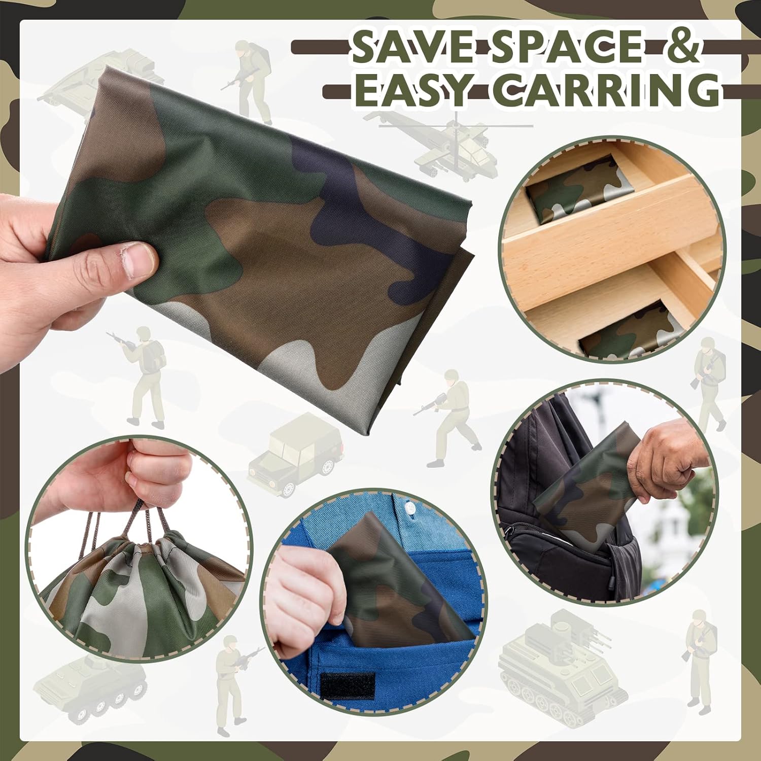 Tondiamo 12 Pcs Camo Bag Drawstring Backpack Camouflage Drawstring Bags Army Cinch Camo Polyester Pack Bulk Woodland Backpack(Classic,13.4 x 16.9 Inch) - Image 3