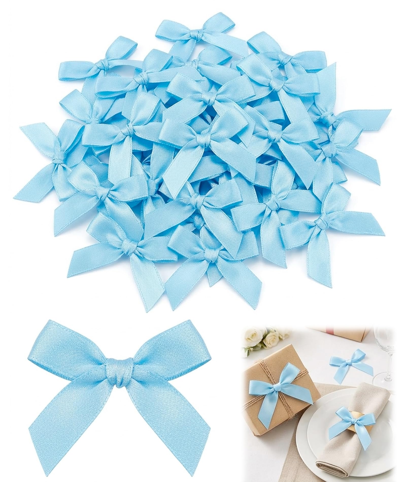 100Pcs Ribbon Bows for Decoration, Ribbons for Gift Wrapping, Satin Ribbon Bow for Birthday, DIY Craft Projects, Gift Box Decoration, Party Table Setting, Balloon Embellishment, Scrapbook Design, Wedding Favor Preparation, Seasonal Holiday Decorating, Hair Accessory Creation-image-6