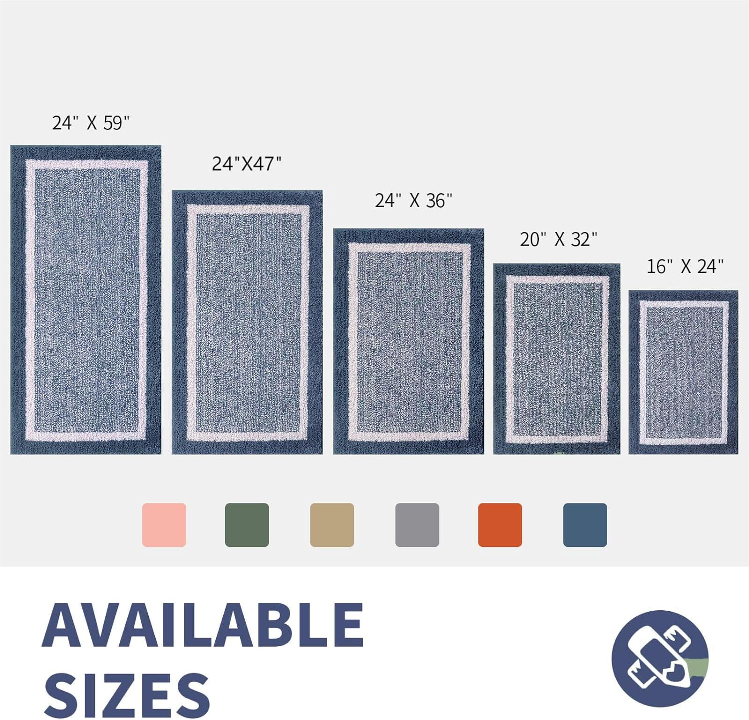 CozeCube Bath mats for Bathroom Non Slip, Fluffy Absorbent Microfiber Bath mat Washable, Aesthetic Bathroom Rugs, Small Navy Blue Bath mat, Navy Blue, 24" x 16" - Image 2