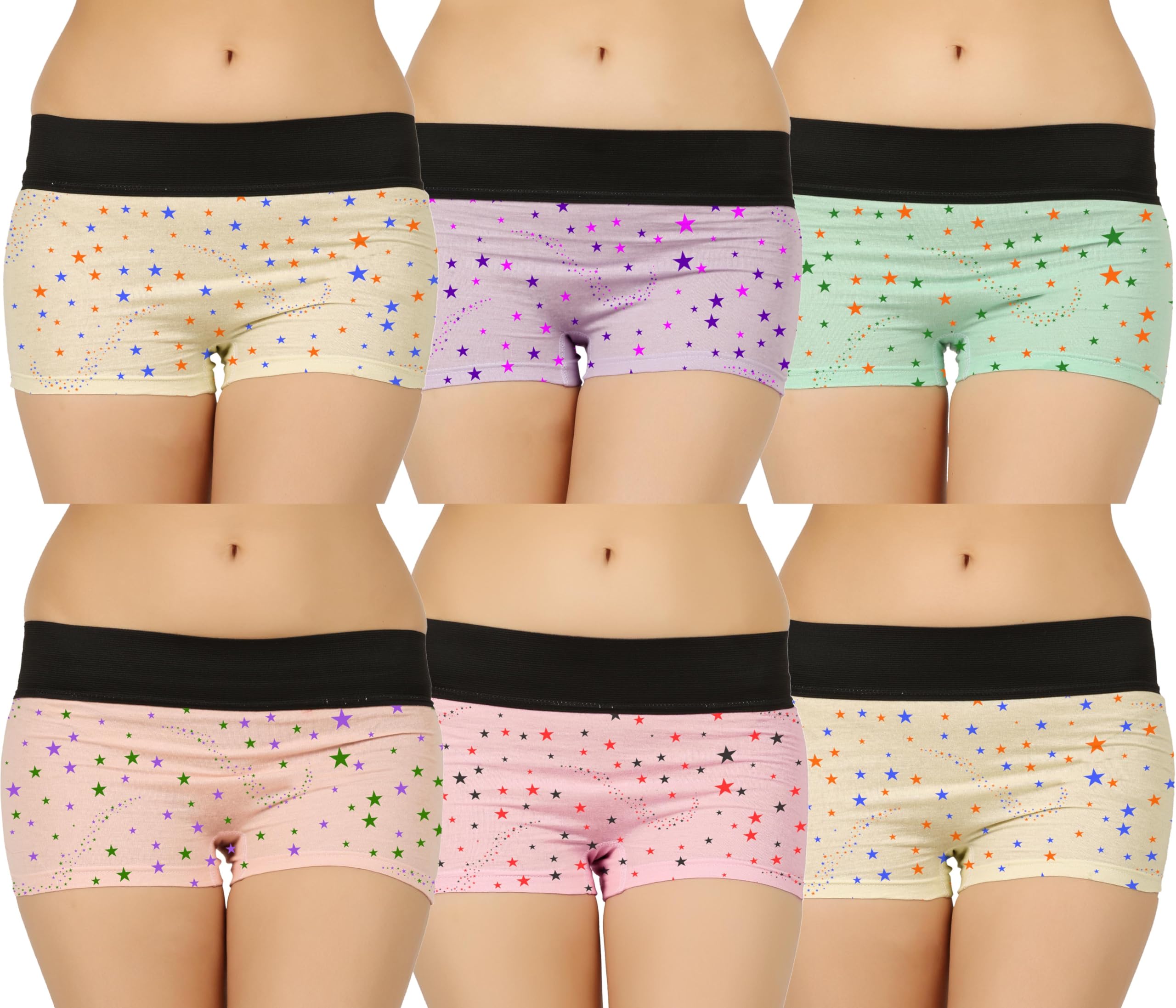 Women Regular Cotton Printed Hipster Boyshorts/Panty/Brief (Pack of 6)-image-16