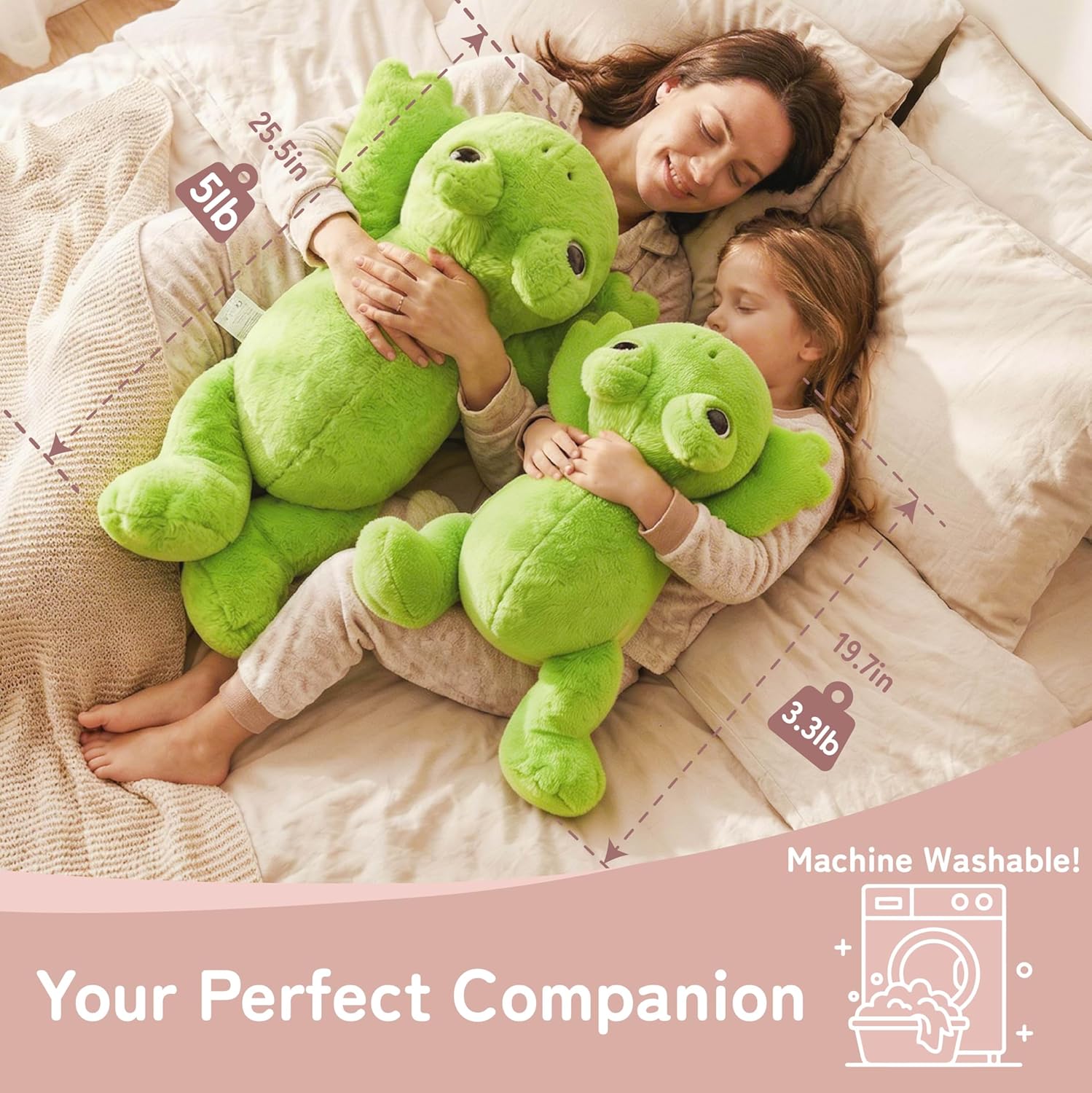 Niuniu Daddy 20" | 3.3 Pound Frog Weighted Stuffed Animals for Kids Adults, Soft Stuffed Frog Plush Toys for Sleeping Hugging, Squishy Body Pillow for Presents Birthday Christmas Holiday Easter