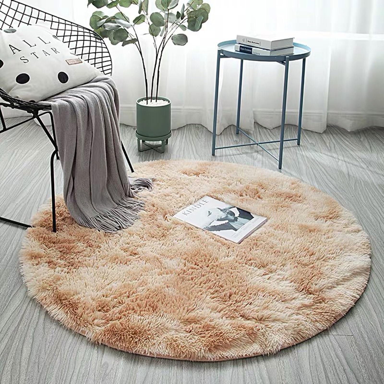 OPFdfhDFH Carpets, Room Decorative Area Rugs Non Shedding Dense Super Soft Fluffy Rug,for Bedroom Living Dining(Light Brown,160 * 160)