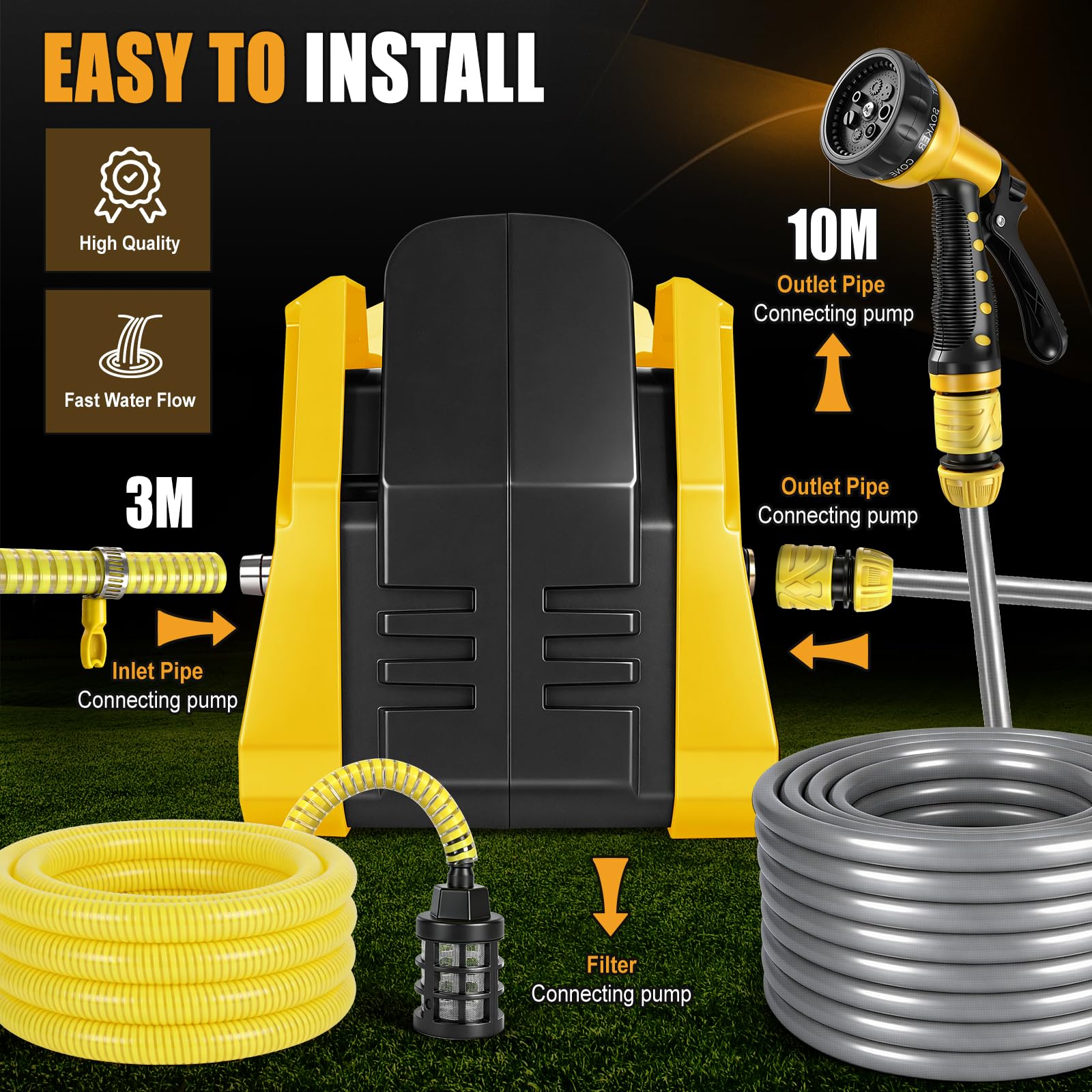 Pompa dell'acqua compatibile con batteria DeWalt da 20 V, senza fili, pompa elettrica autoadescante per casa, piscina, camper, giardino, vasca idromassaggio, stagno acquario (senza batteria)