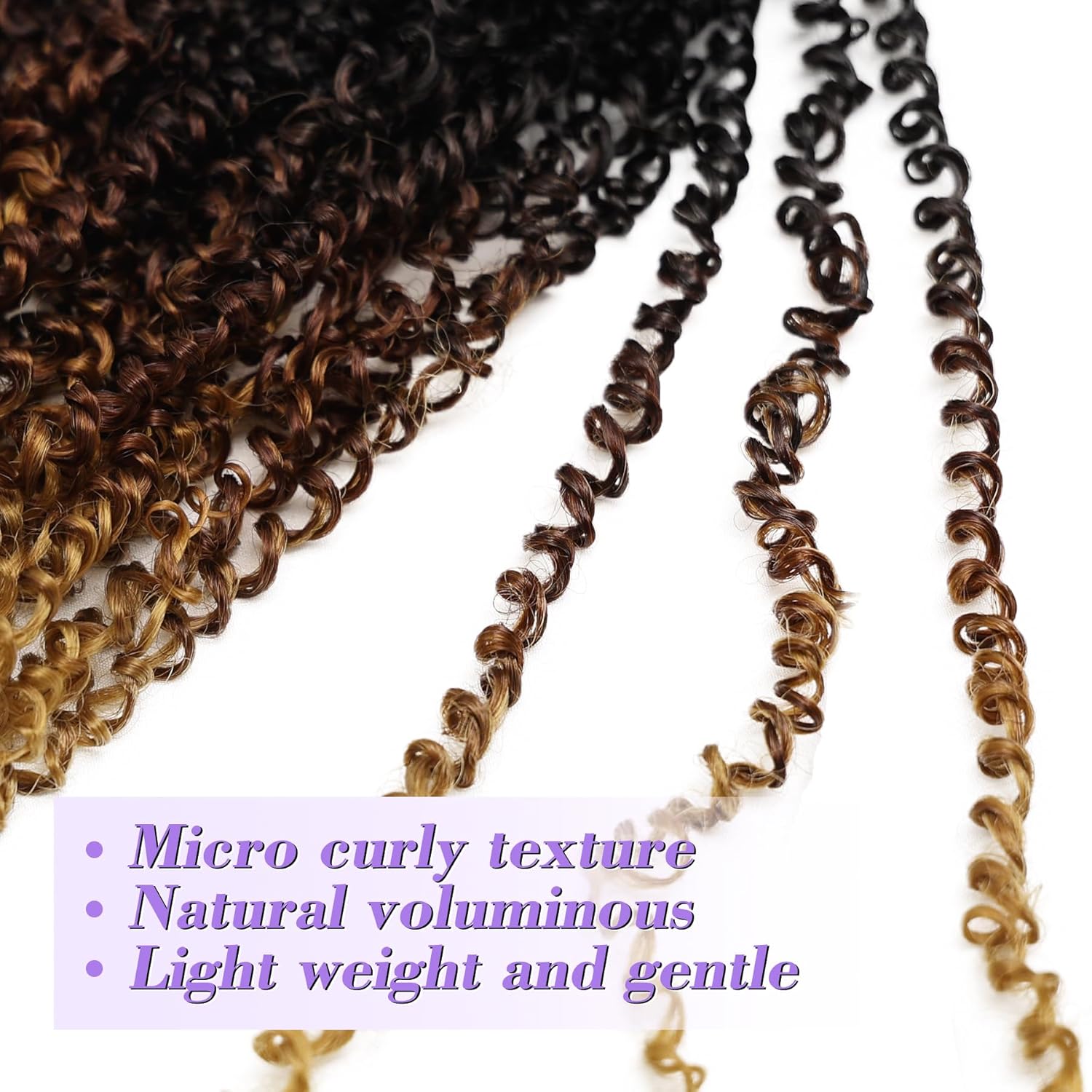 Yanky Twist Crochet Hair for black women 10 Inch 8 Packs 30 Stands/Pc,Pre-looped Fluffy Spring Mini Twist Passion Twist 3 Toned Ombre Brown Synthetic Crochet Braids Braiding Hair(10 Inch, OT30/27-8P)